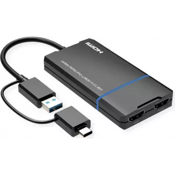 VALUE Display-Adapter USB Typ A C - Dual HDMI 4K30+ 1080p ST/BU - Adapter - Digital/Daten (12.99.3206)