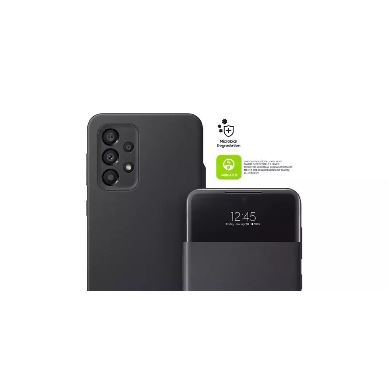 Wallet-Hülle Samsung EF-EA336PBEGEW für Galaxy A33 5G, kompatibel mit 6,4-Zoll-Bildschirmen, Schwarz, 1 Kartenfach