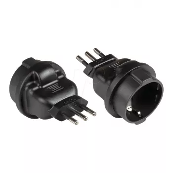 Netzadapter Italien Netz-Stecker Typ L (CEI 23-16, gerade) auf Schutzkontakt-Steckdose Typ F (CEE 7/3, gerade), schwarz, Good Connections® (PA-6502S)
