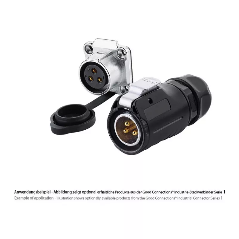 Good Connections IC01-20P303 - S1 - Strom (3-polig) - Schwarz - gerade - Metall - Kunststoff - Gold - Kupferlegierung