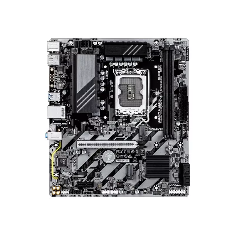 Motherboard GIGABYTE B860M E GEN5 LGA1851 für Intel Core Ultra, DDR5 bis zu 8800 MHz (O.C.), 2x PCIe 4.0 M.2, 1GbE