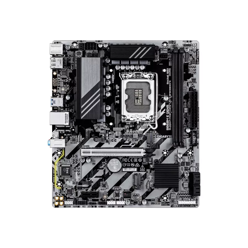 Motherboard GIGABYTE B860M E GEN5 LGA1851 für Intel Core Ultra, DDR5 bis zu 8800 MHz (O.C.), 2x PCIe 4.0 M.2, 1GbE