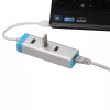 USB 3.0 Hub mit Gigabit Ethernet ITEC U3GLAN3HUB — 3-Port Metall-Hub, VIA VL812 + Realtek RTL8153, silber