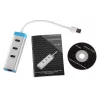 USB 3.0 Hub mit Gigabit Ethernet ITEC U3GLAN3HUB — 3-Port Metall-Hub, VIA VL812 + Realtek RTL8153, silber