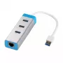 USB 3.0 Hub mit Gigabit Ethernet ITEC U3GLAN3HUB — 3-Port Metall-Hub, VIA VL812 + Realtek RTL8153, silber