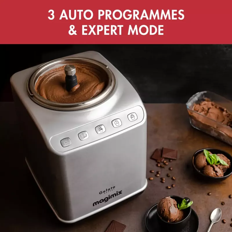 Magimix Gelato Expert Kompressor-Eismaschine, 2 L, 180 W, Edelstahl