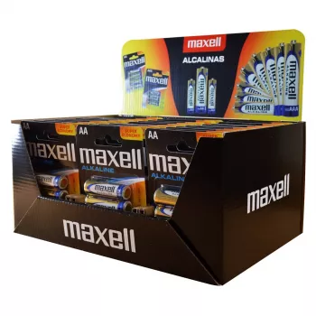 MAXELL Alkaline LR6 AA Einwegbatterien 1,5 V — 4er-Pack (Display mit 30 Blistern / 120 Stück)