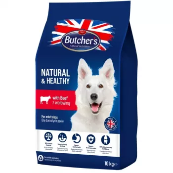 Trockenfutter für Hunde BUTCHER'S Natural & Healthy Dog with Beef – 10 kg, Alleinfuttermittel für ausgewachsene Hunde