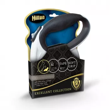Automatische Hundeleine Hilton Smart Dog Tape M — 4 m, für Hunde bis 20 kg, weiß-schwarz