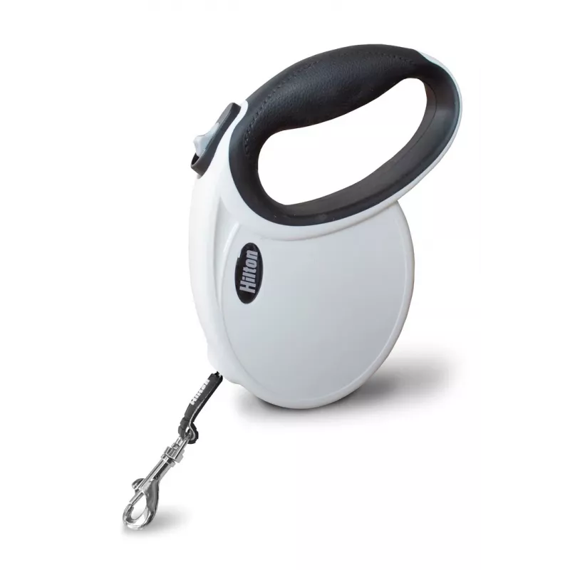 Automatische Hundeleine Hilton Smart Dog Tape M — 4 m, für Hunde bis 20 kg, weiß-schwarz
