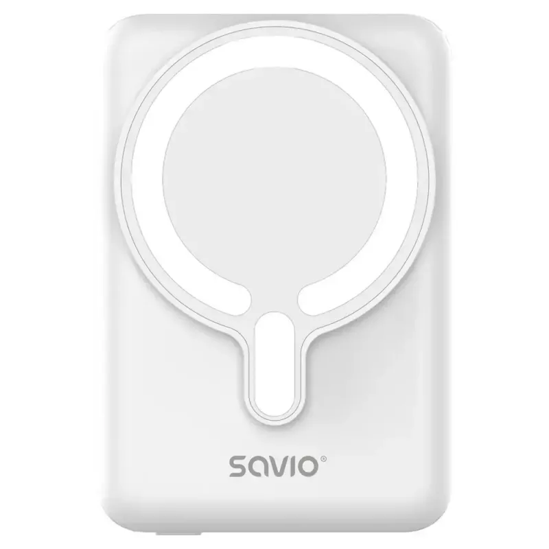 Powerbank SAVIO BA-13 10000 mAh mit 20 W Ausgang und kabellosem Laden, Weiß