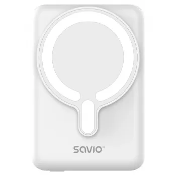 Powerbank SAVIO BA-13 10000 mAh mit 20 W Ausgang und kabellosem Laden, Weiß