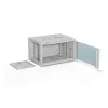 Wandmontiertes 19-Zoll-Rack-Gehäuse A-LAN ALANTEC 6U 600x450 mm, Stahl, Tür aus gehärtetem Glas, abschließbar, grau