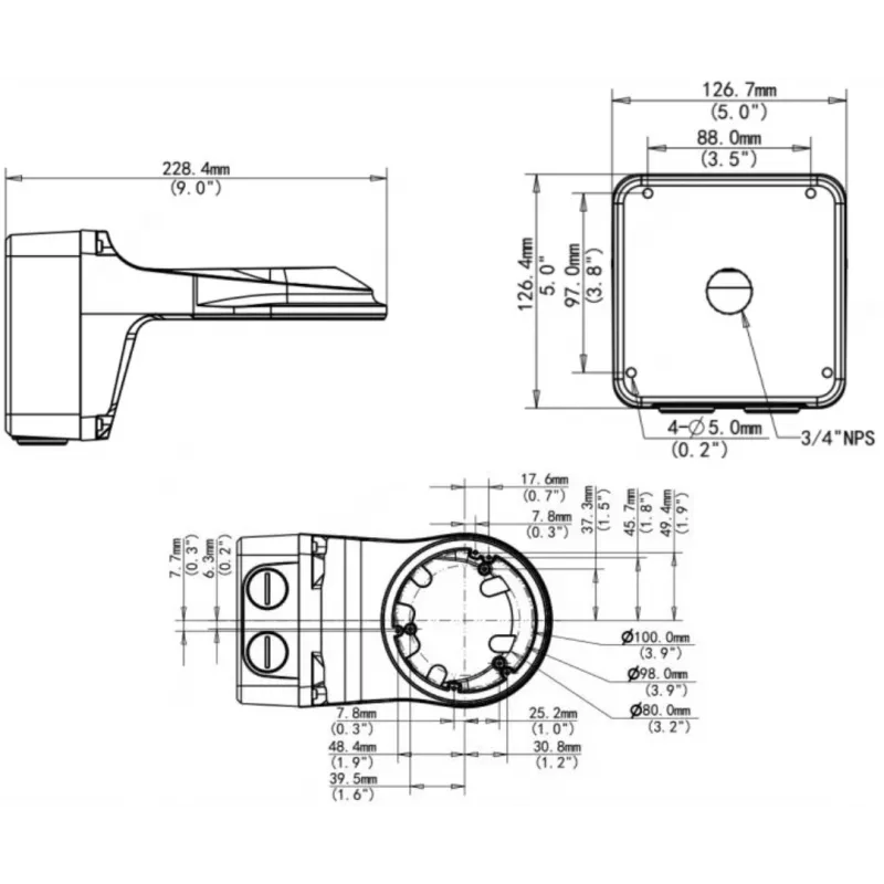 Mastmontagehalterung für Dome-Kameras TR-JB07/WM03-G-IN