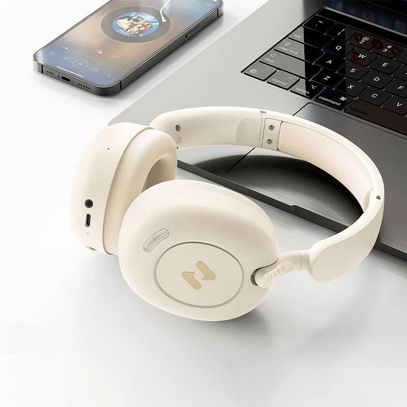 Over-ear Bluetooth-Kopfhörer HAVIT H655BT PRO — Kabellose Kopfhörer, beige, Bluetooth-Audio