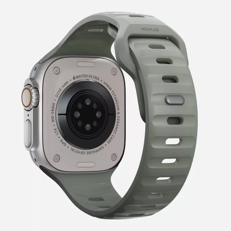 Nomad Sport Band grau Gummi für Smartwatch, Breite 21,5 mm, Handgelenk 160–195 mm