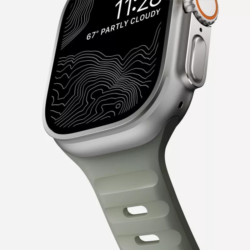 Nomad Sport Band grau Gummi für Smartwatch, Breite 21,5 mm, Handgelenk 160–195 mm