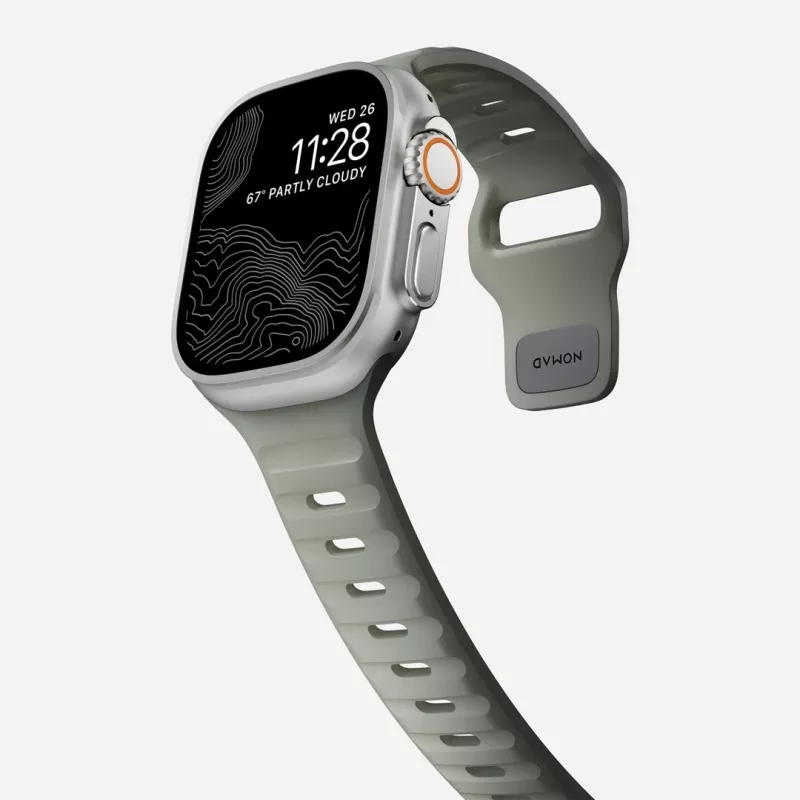 Nomad Sport Band grau Gummi für Smartwatch, Breite 21,5 mm, Handgelenk 160–195 mm