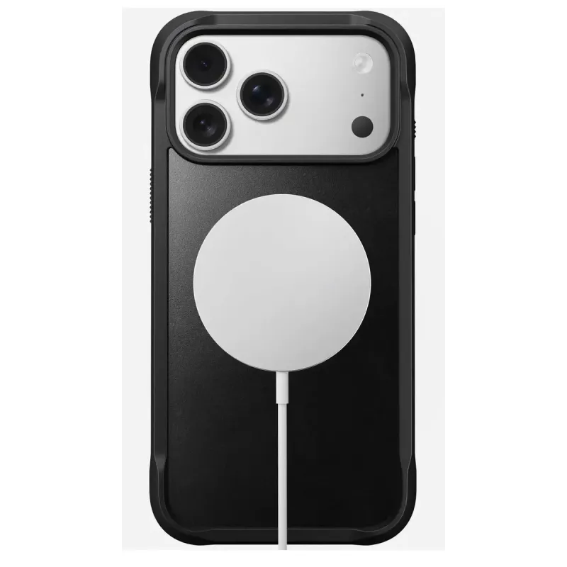Handyhülle Nomad Rugged Leather Case für iPhone 17 Pro Max, Hülle, Leder + TPU + PC, passend für 17,5 cm (6,9 Zoll) Bildschirm, schwarz