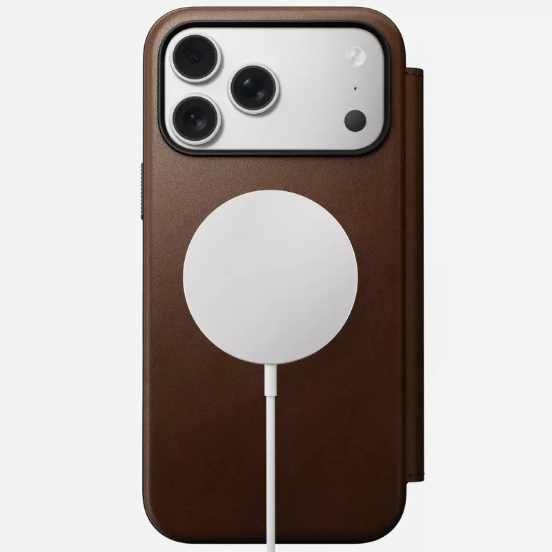 Handyhülle aus Leder Nomad Modern Leather Folio für iPhone 17 Pro Max (6,9 Zoll) Braun, Leder/Aluminium, 4 Kartenfächer