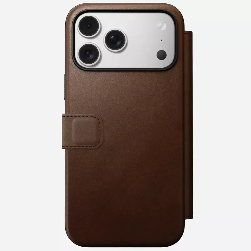 Handyhülle aus Leder Nomad Modern Leather Folio für iPhone 17 Pro Max (6,9 Zoll) Braun, Leder/Aluminium, 4 Kartenfächer