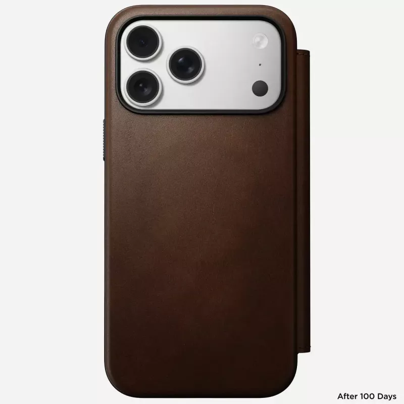 Handyhülle aus Leder Nomad Modern Leather Folio für iPhone 17 Pro Max (6,9 Zoll) Braun, Leder/Aluminium, 4 Kartenfächer
