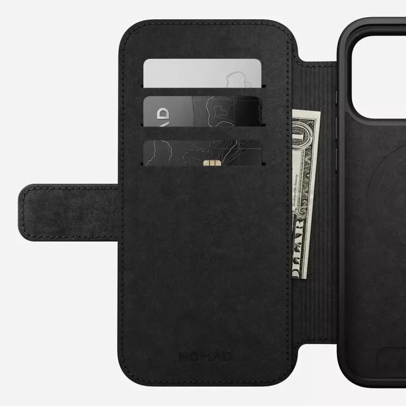 Handyhülle aus Leder Nomad Modern Leather Folio für iPhone 17 Pro Max (6,9 Zoll) Braun, Leder/Aluminium, 4 Kartenfächer