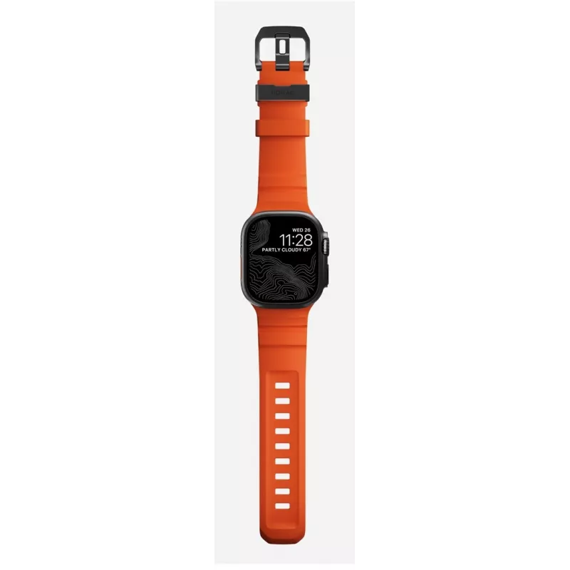 Band Nomad Rocky Point Schwarz Leder für Smartwatch – Handgelenk 145–195 mm, Titan-Schließe