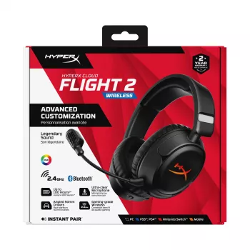 Kabelloses Gaming-Headset HyperX Cloud Flight 2 — ohrumschließend, Schwarz