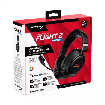 Kabelloses Gaming-Headset HyperX Cloud Flight 2 — ohrumschließend, Schwarz