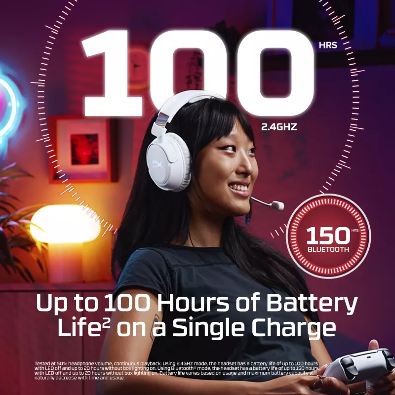Kabelloses Gaming-Headset KINGSTON HyperX Cloud Flight 2 mit USB-C und Bluetooth, weiß