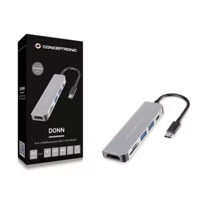 Conceptronic DONN02G Laptop-Dockingstation/Port-Replikator USB 3.2 Gen 1 (3.1 Gen 1) Type-C Aluminium