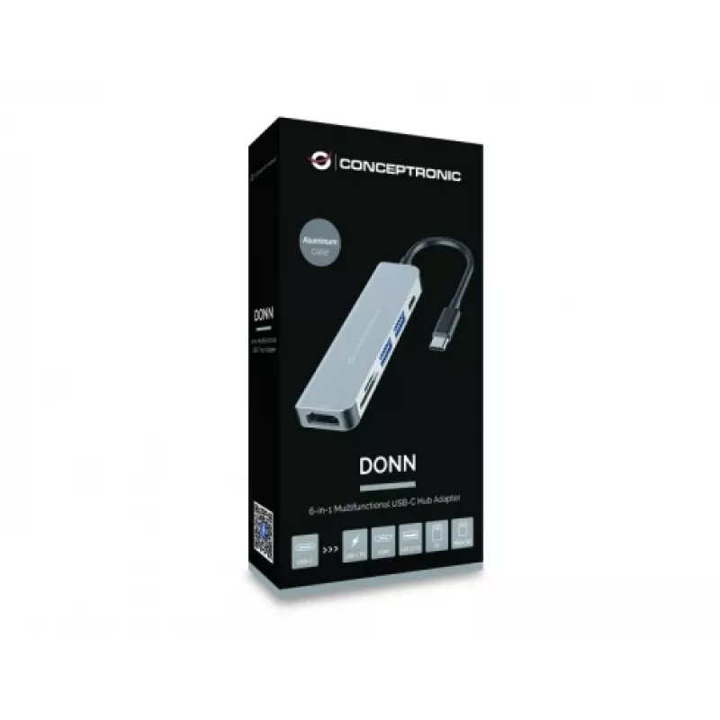 Conceptronic DONN02G Laptop-Dockingstation/Port-Replikator USB 3.2 Gen 1 (3.1 Gen 1) Type-C Aluminium