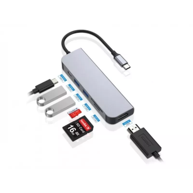 Conceptronic DONN02G Laptop-Dockingstation/Port-Replikator USB 3.2 Gen 1 (3.1 Gen 1) Type-C Aluminium
