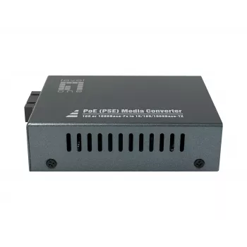 LevelOne RJ45 zu SC Gigabit Medienkonverter, PoE PSE, Singlemode-Faser, 20km