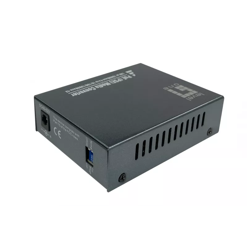 LevelOne RJ45 zu SC Gigabit Medienkonverter, PoE PSE, Singlemode-Faser, 20km
