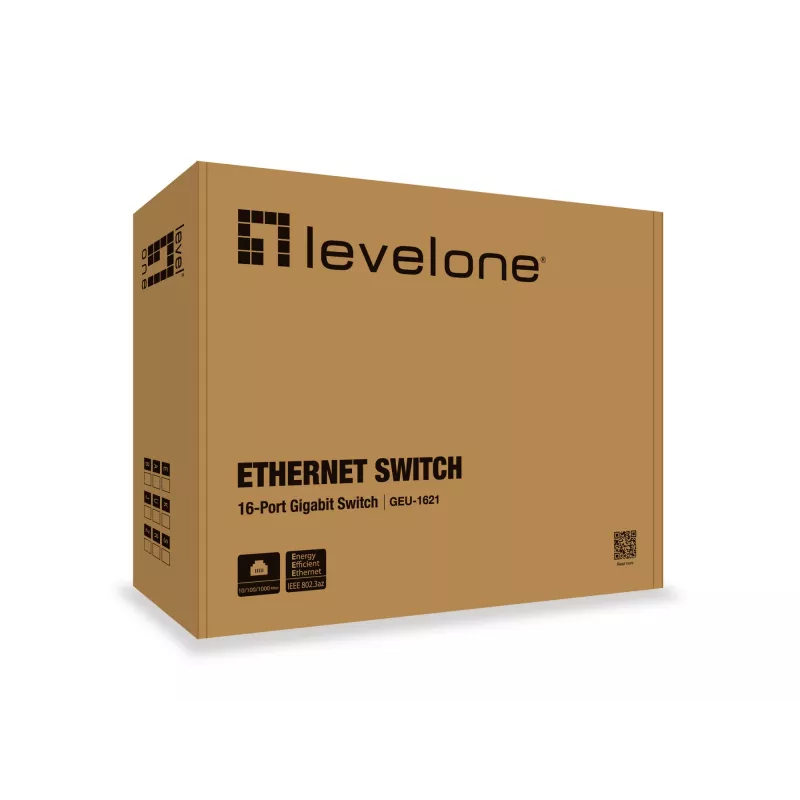 LevelOne 16-Port Gigabit Switch, Gigabit Ethernet (10/100/1000), Vollduplex, Rack-Montage