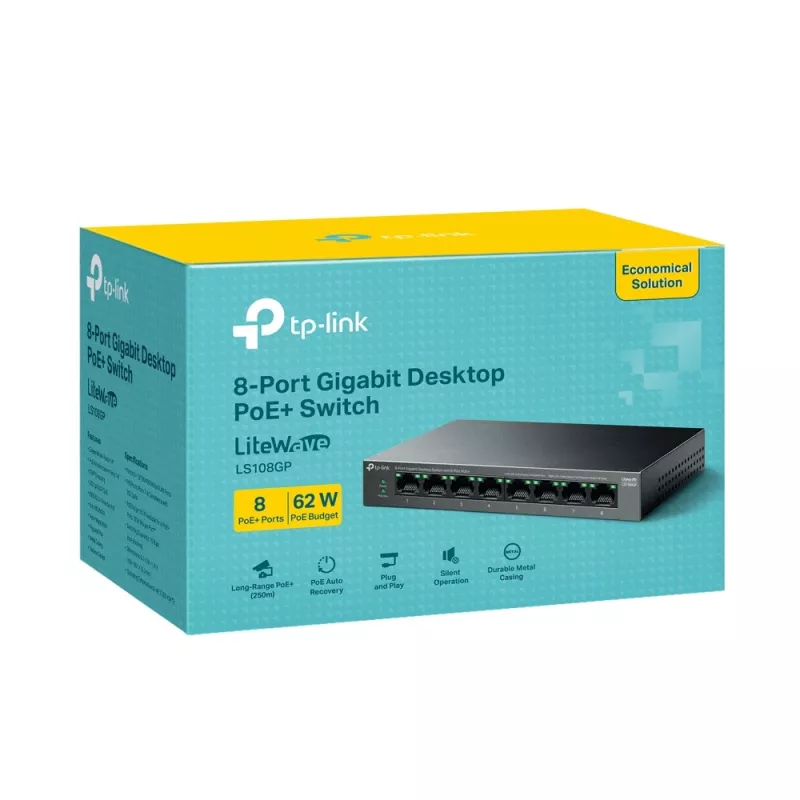 TP-Link LiteWave 8-Port Gigabit Desktop-Switch mit 8-Port PoE+