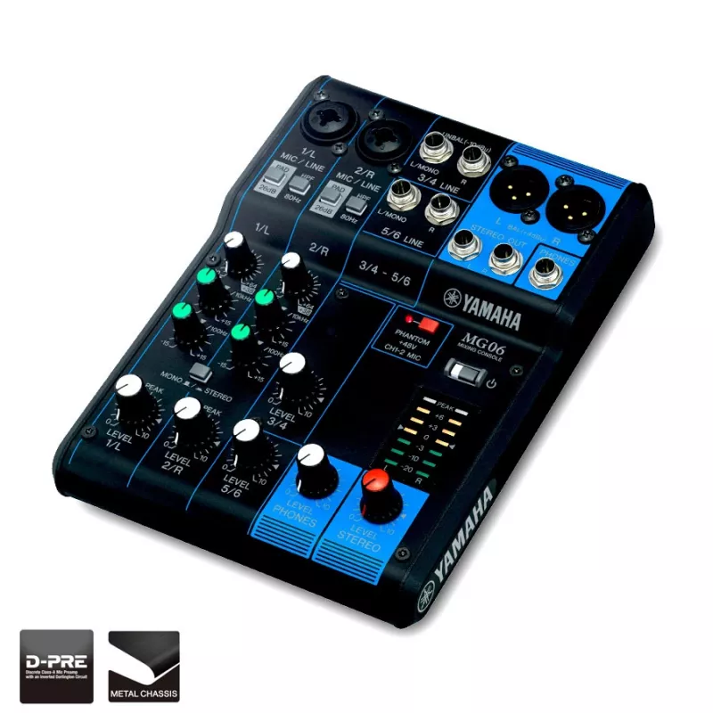Yamaha MG06 Audiomischpult 6 Kanäle Schwarz