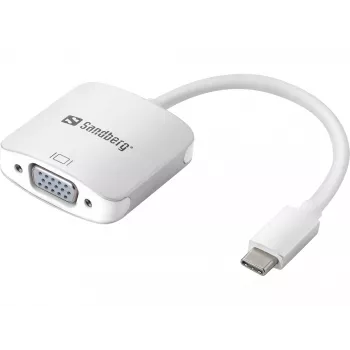 Sandberg USB-C zu VGA Link, USB Typ-C, VGA (D-Sub), Stecker, Buchse, 1920 x 1080 (HD 1080), 2048 x 1152, 1080p