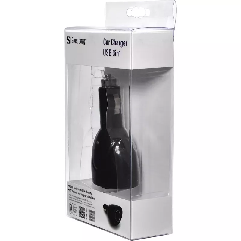 Sandberg Auto-Ladegerät USB 3in1, Auto, Zigarettenanzünder, 5 V, Schwarz