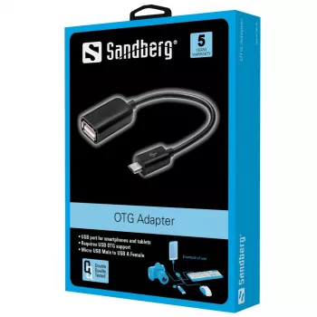 Sandberg OTG-Adapter MicroUSB M - USB F, Micro-USB B, USB A, USB 2.0, Stecker/Buchse, 0,48 Gbit/s, Schwarz