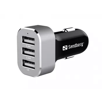 Sandberg Multi Car Charger 3xUSB, Auto, Zigarettenanzünder, USB, 5 V, Schwarz, Silber