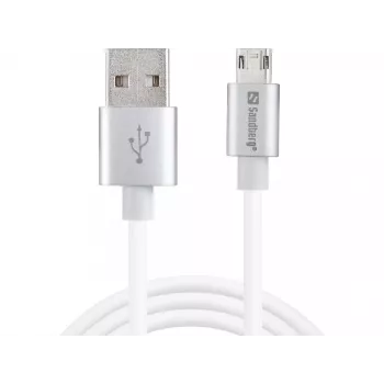 Sandberg MicroUSB Reversible Kabel 1m, 1 m, USB A, Micro-USB A, Silber, Weiß