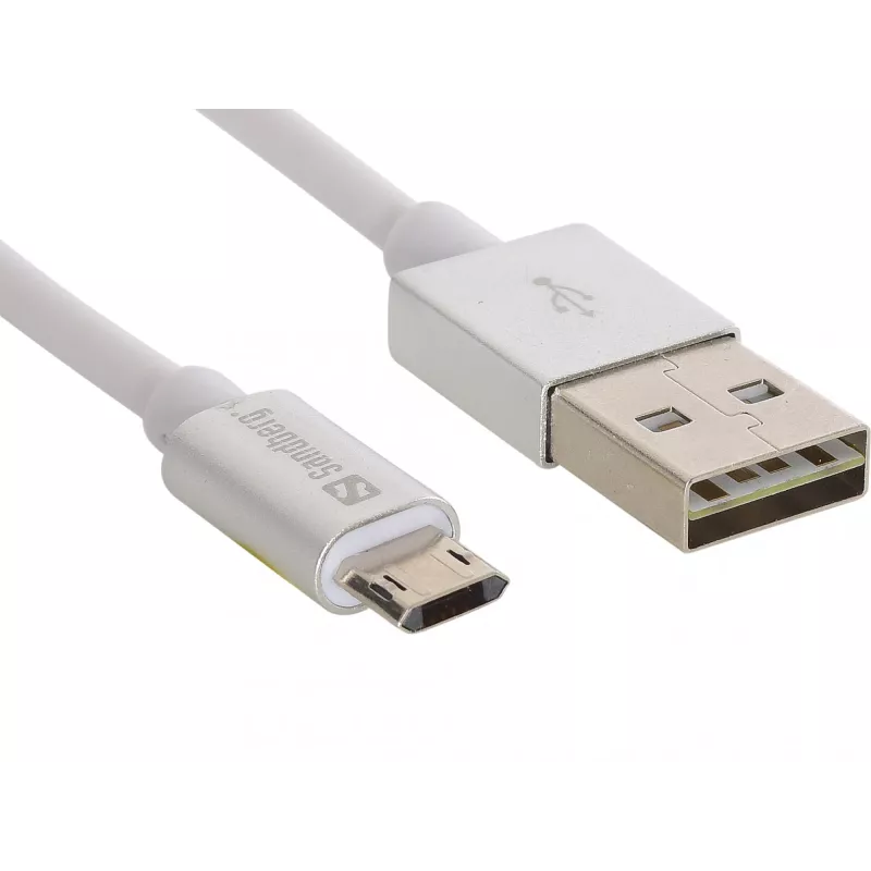 Sandberg MicroUSB Reversible Kabel 1m, 1 m, USB A, Micro-USB A, Silber, Weiß