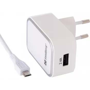 Sandberg AC-Ladegerät EU Micro-USB 2,4 A, für Innenräume, AC, 5 V, Weiß
