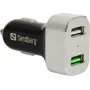 Sandberg Kfz-Ladegerät 1xQC 3.0+1xUSB2.4A, Auto, Zigarettenanzünder, 12 V, Aluminium, Schwarz