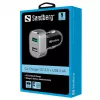 Sandberg Kfz-Ladegerät 1xQC 3.0+1xUSB2.4A, Auto, Zigarettenanzünder, 12 V, Aluminium, Schwarz