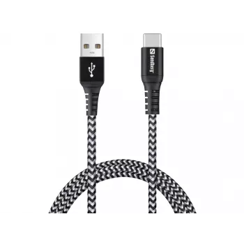 Sandberg Survivor USB-C—USB-A-Kabel 1 m, 1 m, USB A, USB C, USB 2.0, Schwarz, Grau