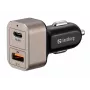 Sandberg Autoladegerät 1xQC3.0+1xUSBC 24W, Auto, Zigarettenanzünder, 12 V, Schwarz, Grau